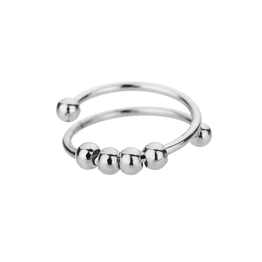 Anillos con forma de bola de diseño Irregular de tres capas con personalidad de Metal Punk exagerada para mujer, anillos ajustables simples a la moda, regalo