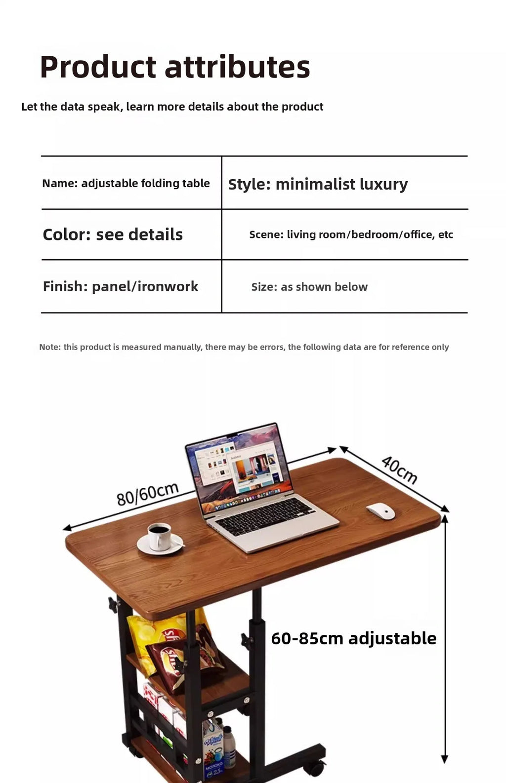 Mesa Auxiliar para Cama, Soporte para Portátil, Mesa de Noche, Accesorio de Oficina para Lectura, Tablero de Escritura, Escritorio para Computadora