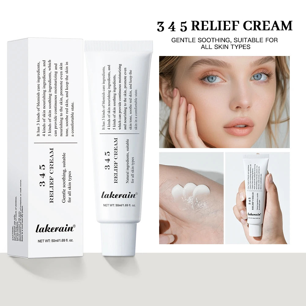 Crema de alivio 345, solución integral para problemas de la piel, antiazúcar y antioxidante, brillo de la piel, mejora las marcas de acné, humedad