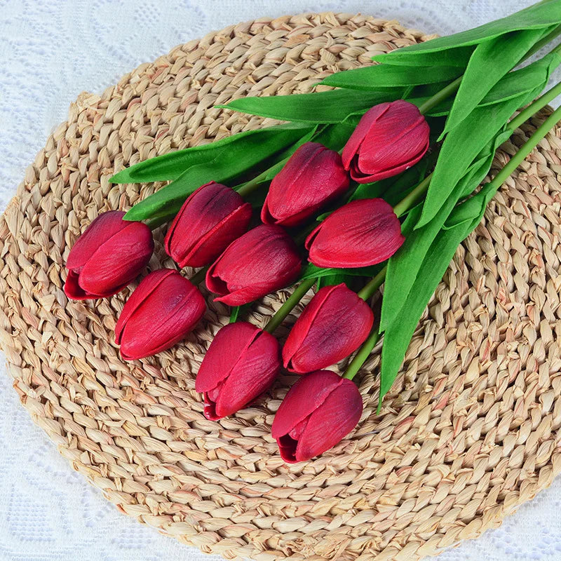 3/5/10/15/20 piezas tulipanes flores artificiales ramo de flores de tacto Real tulipanes flor falsa para decoración del hogar de la boda