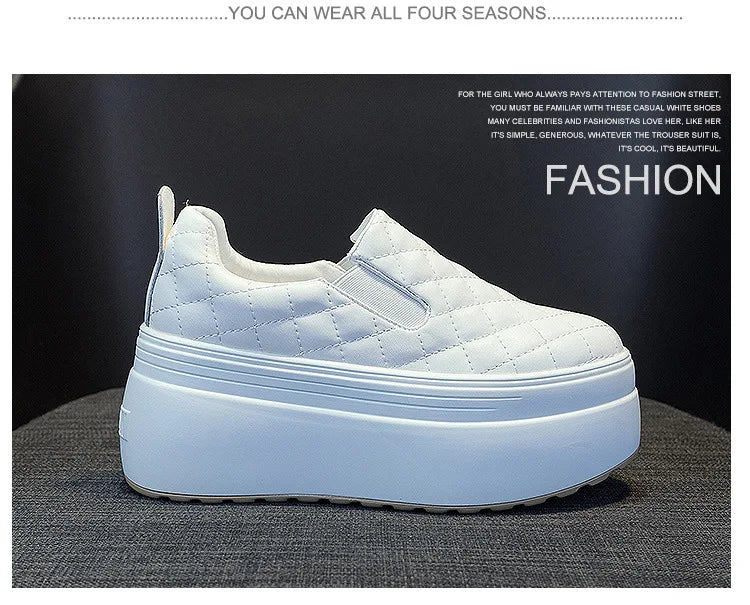 2025 zapatos de cuña de plataforma primavera otoño cabeza redonda Color sólido zapatillas gruesas Casual Slip on mocasines femeninos