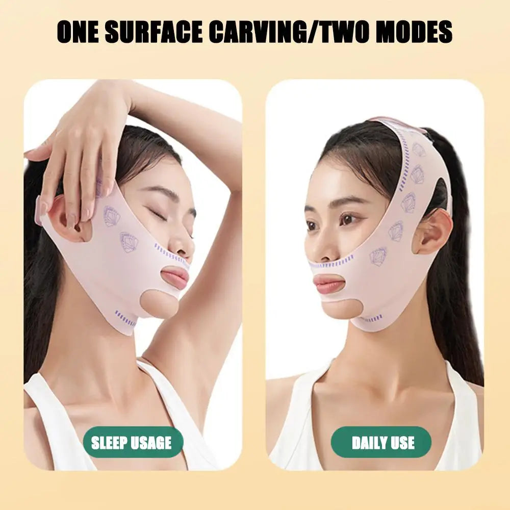 Mascarilla Facial de Diseño Innovador para Levantar el Mentón y Dar Forma a la Línea V, Mascarilla para Dormir que Esculpe el Rostro, Correa Adelgazante Facial, Cinturón de Estiramiento Facial