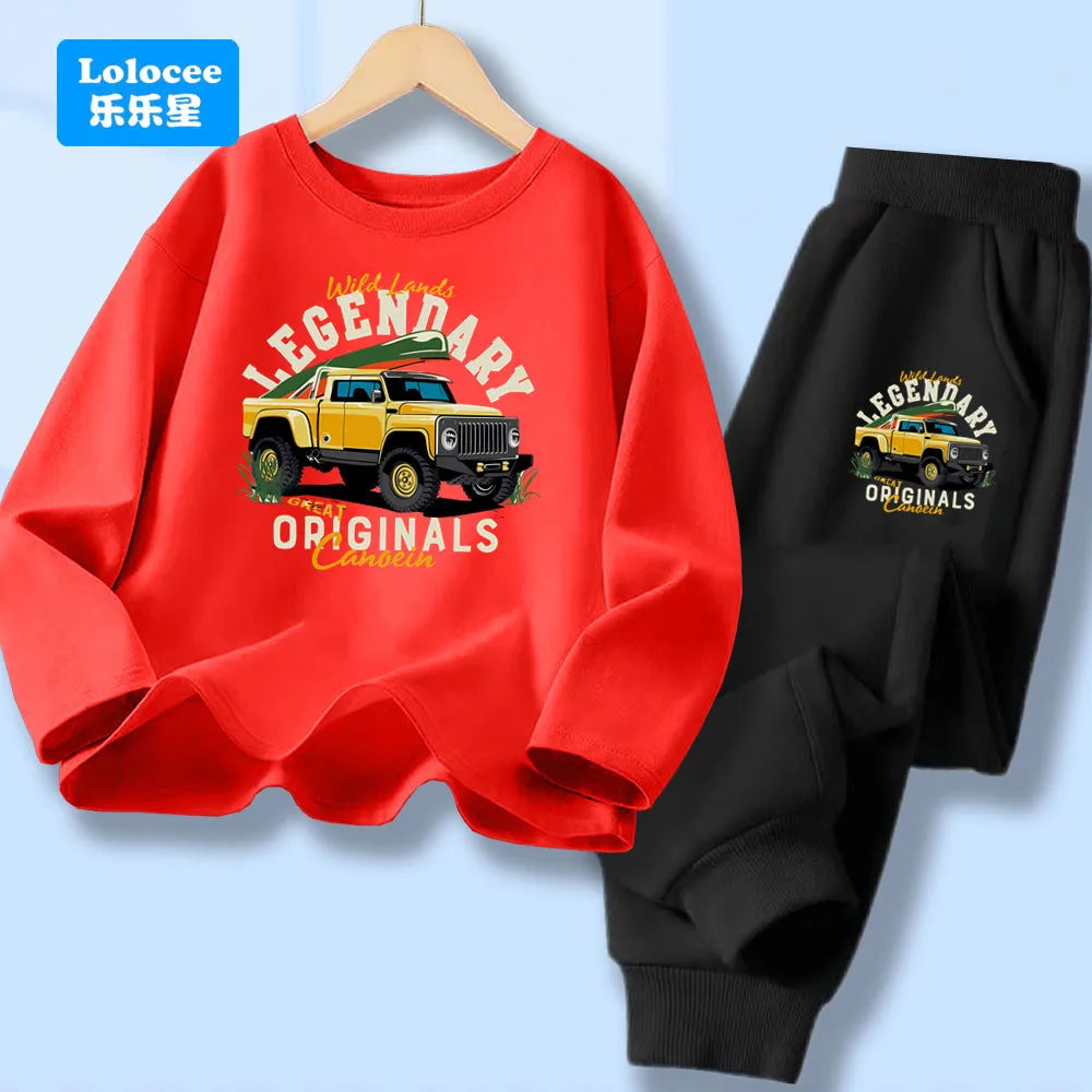 Conjuntos de camisetas y pantalones largos para niños, camisetas y pantalones de manga larga, conjuntos de 2 uds para niños, conjuntos geniales, ropa de moda para niños YYPK1