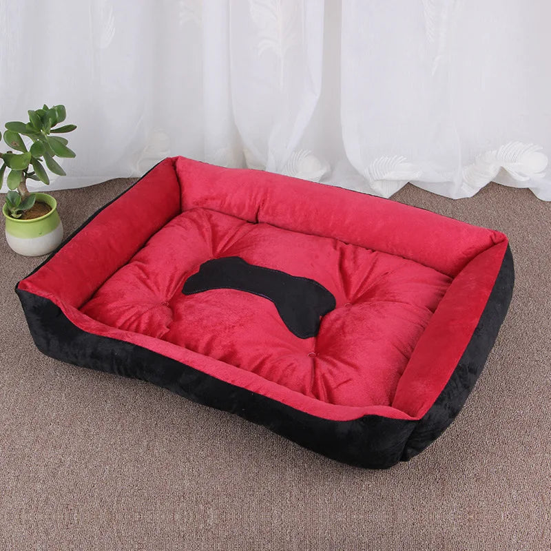 Sofá cuadrado suave para perros grandes, cojín elástico para casa de perros, cama mediana cálida para invierno, perrera lavable para gatos, accesorios para el hogar