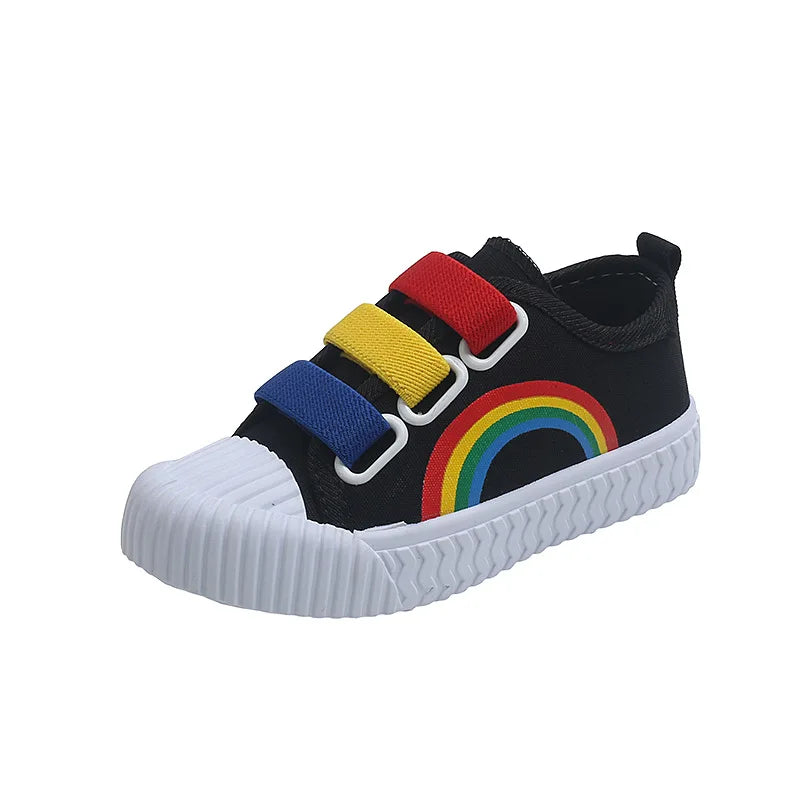 Zapatillas de deporte para niños, zapatos con gancho a la moda para niñas, zapatos de lona informales antideslizantes para estudiantes, zapatos planos de diseñador para primavera y otoño