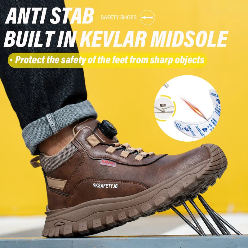 Zapatos de seguridad para el trabajo con aislamiento de 6KV, botas de trabajo impermeables antideslizantes para hombres y mujeres, botas de seguridad con protección de botón giratorio, talla 47 48