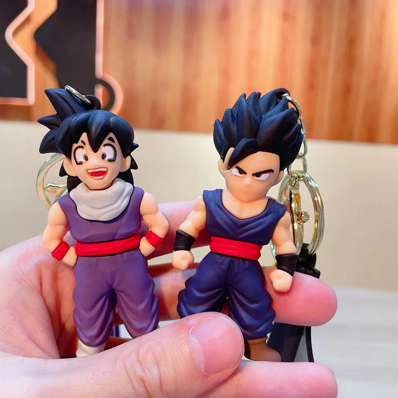 LLavero de Dragon Ball de Anime, joyería de moda, figuras de acción de Son Goku Vegeta Piccolo, llavero de PVC de 8CM para hombres y mujeres, colgante de bolso