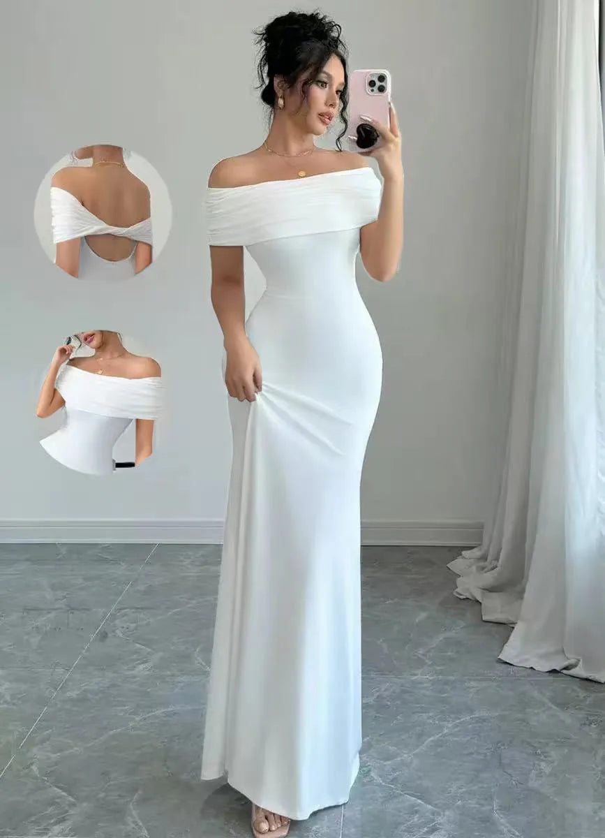 Vestido de fiesta con hombros descubiertos, vestido midi ajustado sexy sin mangas para mujer, vestido de cóctel elegante con vendaje para salir por la noche
