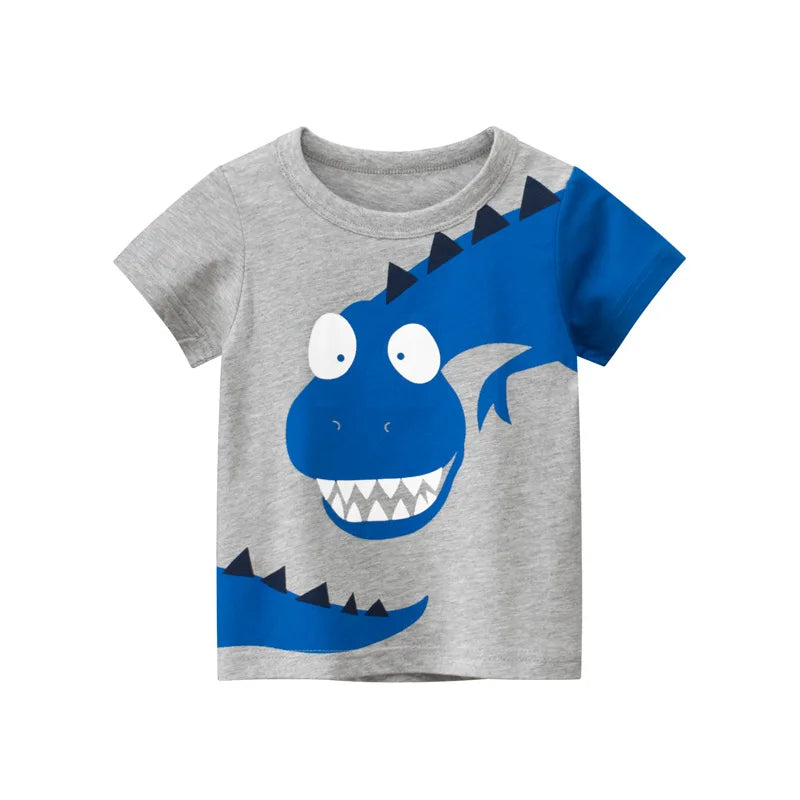 OLEKID-ropa de verano para niños, camisetas con estampado de dibujos animados para niños de 2 a 8 años, camisetas de manga corta para niños pequeños, 2025