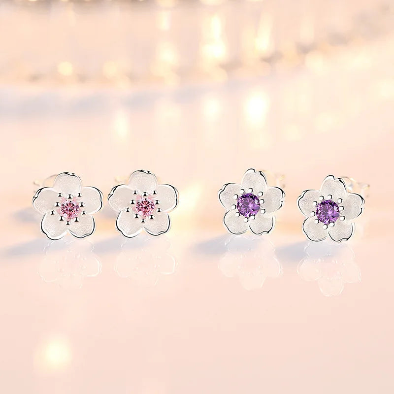 Pendientes pequeños de Plata de Ley 925 con circonita rosa y púrpura para mujer, accesorios de joyería de lujo elegantes para boda, venta al por mayor