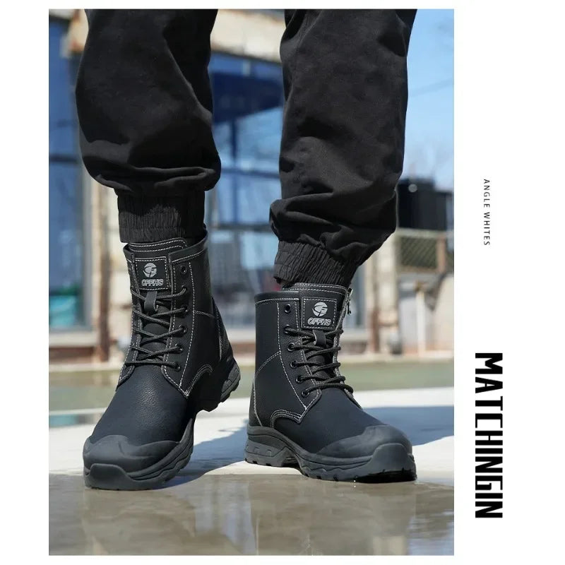 Botas de trabajo de microfibra de alta gama para hombre con puntera de acero para antigolpes y antipinchazos, antipinchazos de Kevlar