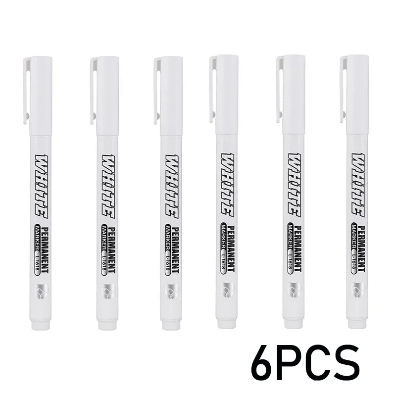 Nuevo 1/2/3 Uds marcador de Metal impermeable pluma de pintura blanca permanente arte de lavado pintura Graffiti bolígrafos tela madera cuero marcador 1MM