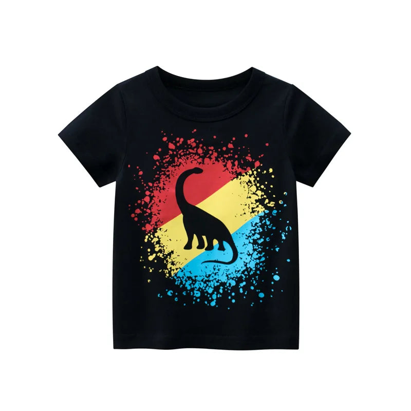 OLEKID-ropa de verano para niños, camisetas con estampado de dibujos animados para niños de 2 a 8 años, camisetas de manga corta para niños pequeños, 2025