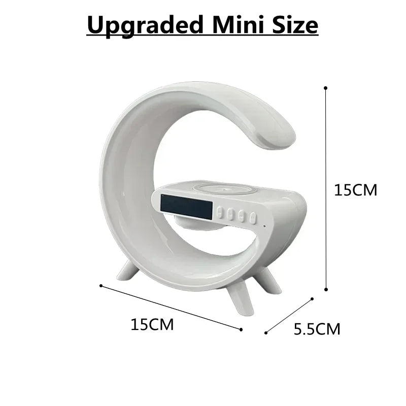 Soporte de cargador inalámbrico multifunción, altavoz despertador con luz RGB para iPhone, Samsung, Xiaomi, Mini estación de carga rápida