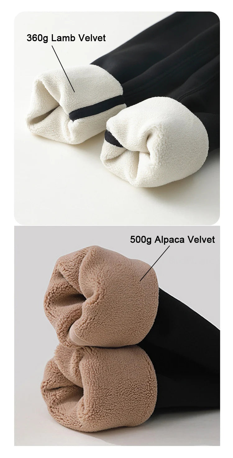 BIVIGAOS-mallas gruesas de terciopelo de Alpaca para mujer, mallas de tiburón negro, cintura alta, ajustadas, sin costuras, cálidas, para otoño e invierno