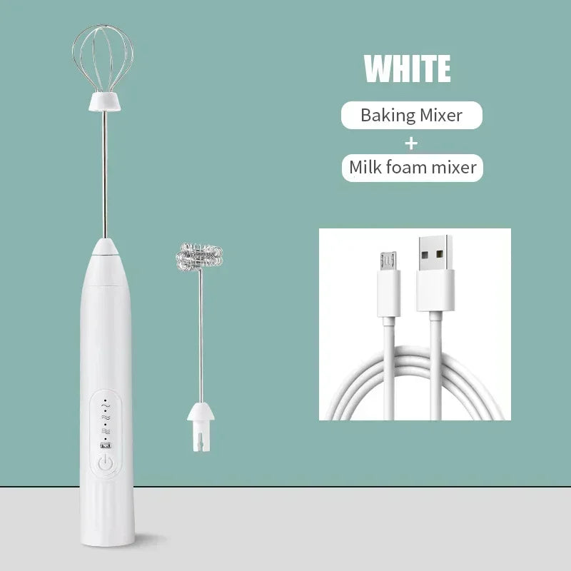 Artículos de cocina 2 en 1, batidor de huevos eléctrico con carga USB, Mini licuadora, accesorios de cocina, mezclador, utensilios para el hogar, barra de doble cabezal