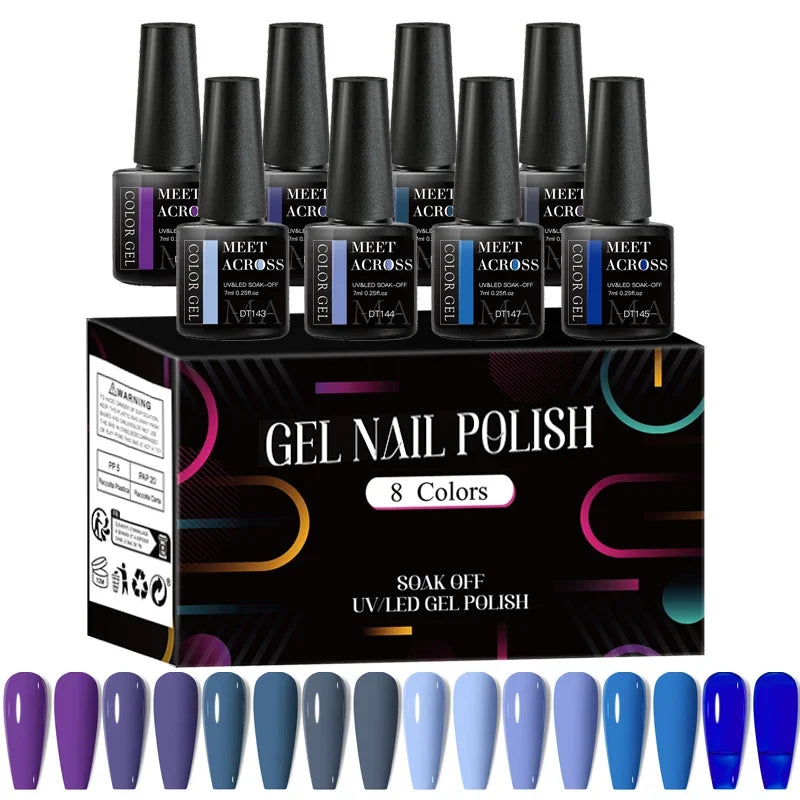 8 unids/set de esmalte de uñas de Gel fluorescente, barniz de Gel semipermanente colorido para decoración de uñas, suministros de manicura para uñas