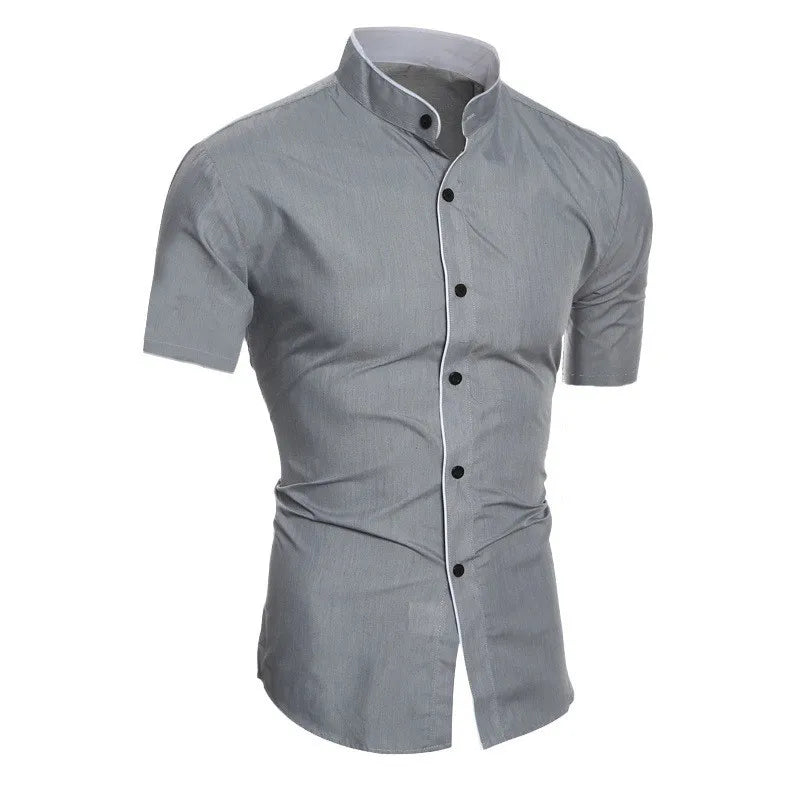 Nueva camisa de manga corta informal de color sólido para hombre