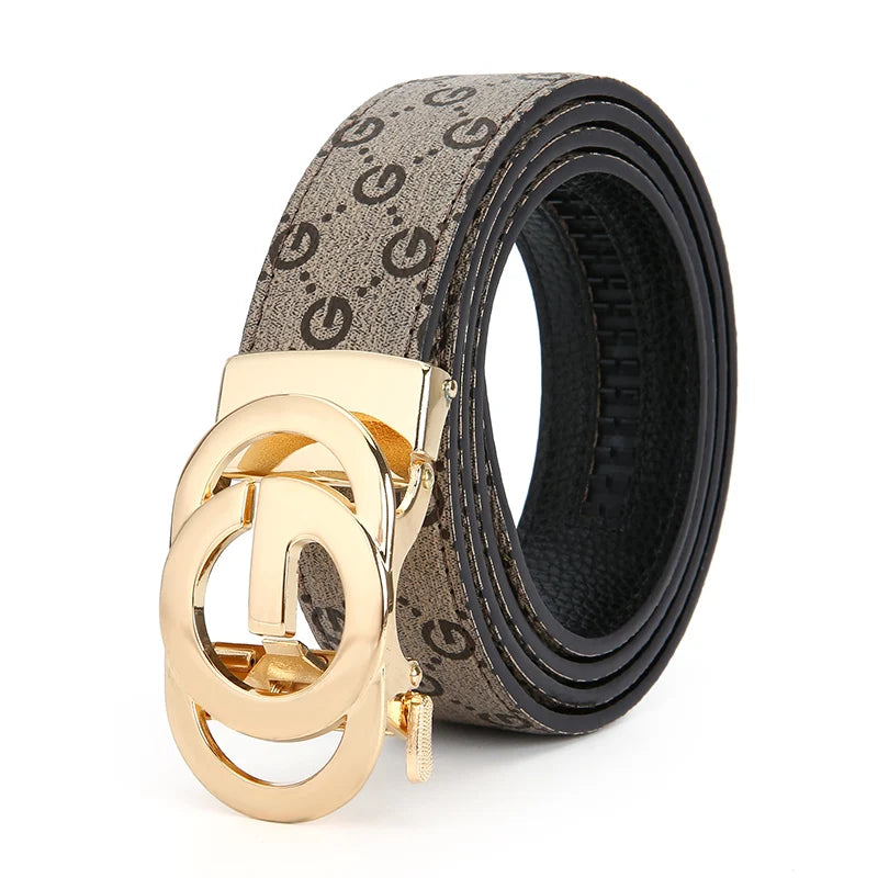 Cinturón de hombre de cuero genuino y piel de vaca, cinturón de marca de lujo informal a la moda, cinturón de diseño versátil para hombre
