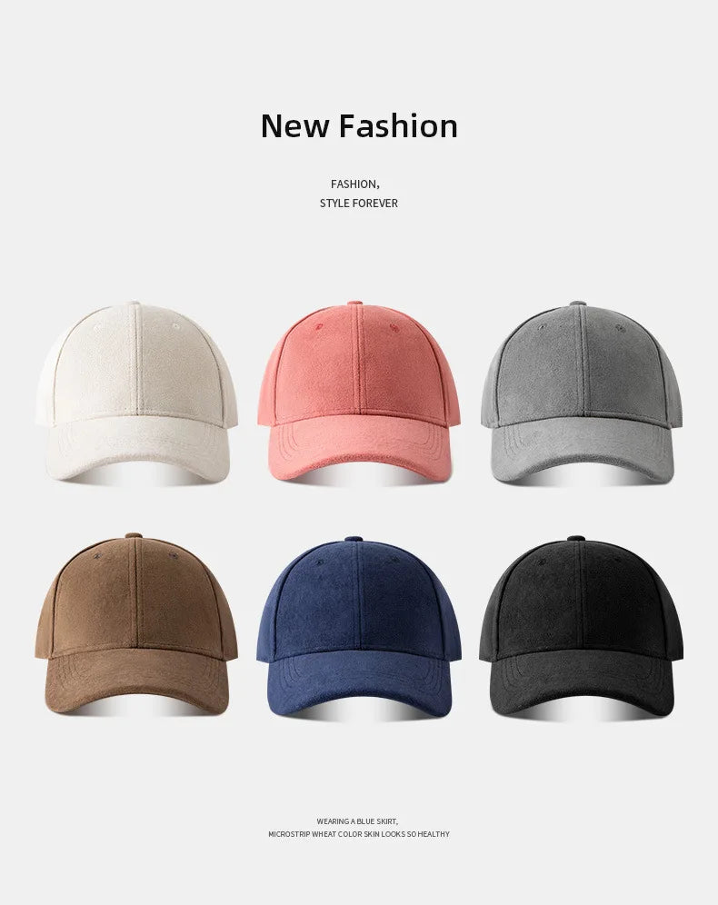 Gorras de béisbol de gamuza a la moda para hombre y mujer, gorra de hip hop retro sólida para otoño e invierno, gorra unisex ajustable con visera para el sol