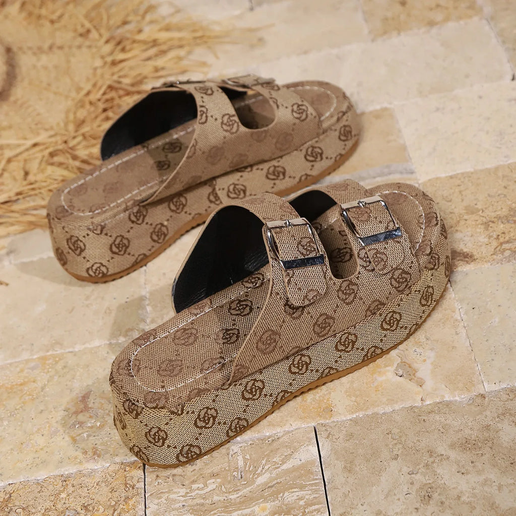 Zapatillas a la moda para mujer, sandalias de plataforma para banquete, fiesta, playa, 2024