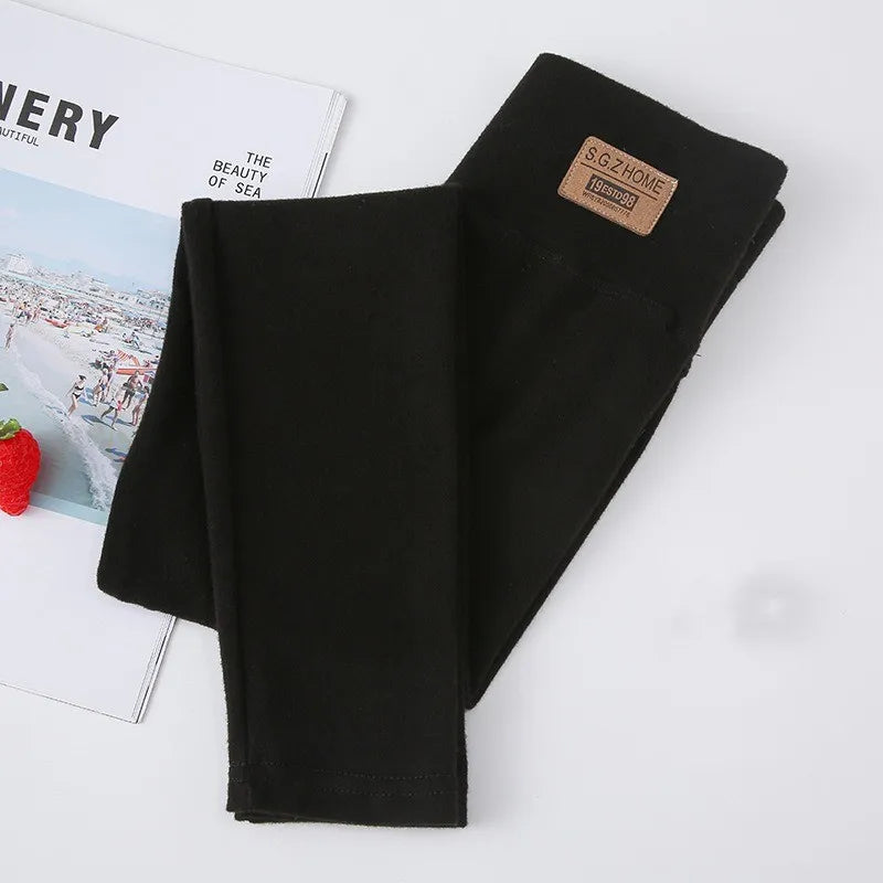 Mallas elásticas ajustadas para niña, pantalones de algodón, color negro y gris, otoño y primavera