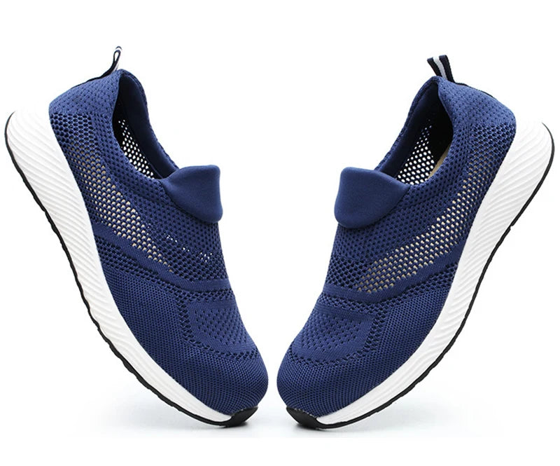 Zapatillas de trabajo ligeras de malla de verano, zapatos de seguridad protectores con punta de acero para el trabajo, zapatos de construcción transpirables para hombres y mujeres, botas de trabajo para hombres