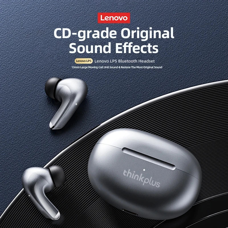 Choice Lenovo LP5 auriculares inalámbricos con Bluetooth, auriculares de música HiFi, Auriculares deportivos impermeables con micrófono, auriculares de negocios