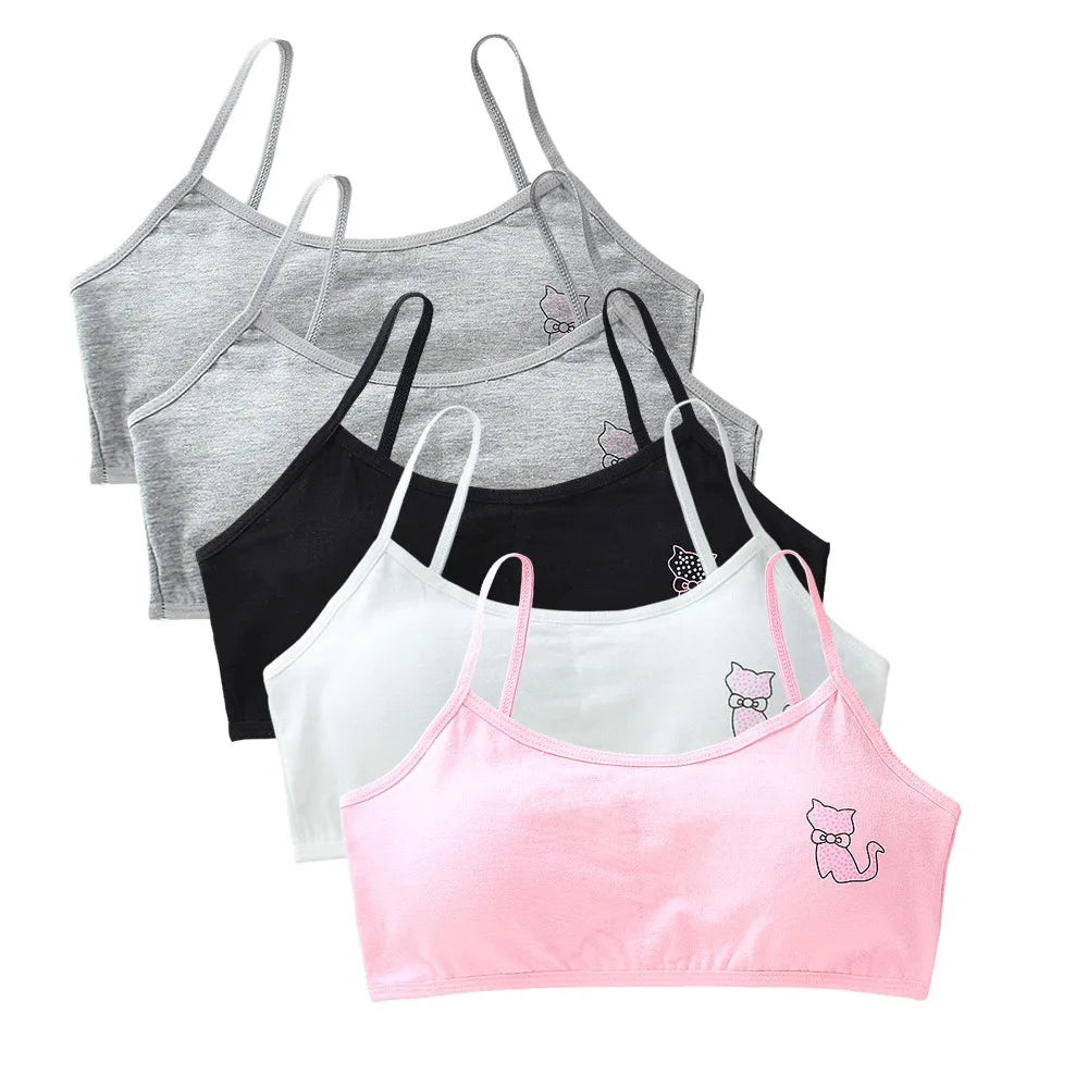 5 unids/lote Teeange niñas pequeñas sujetadores de entrenamiento Purbery School Girl Sujetador deportivo niños almohadilla para el pecho desmontable ropa interior niños Tops de tubo