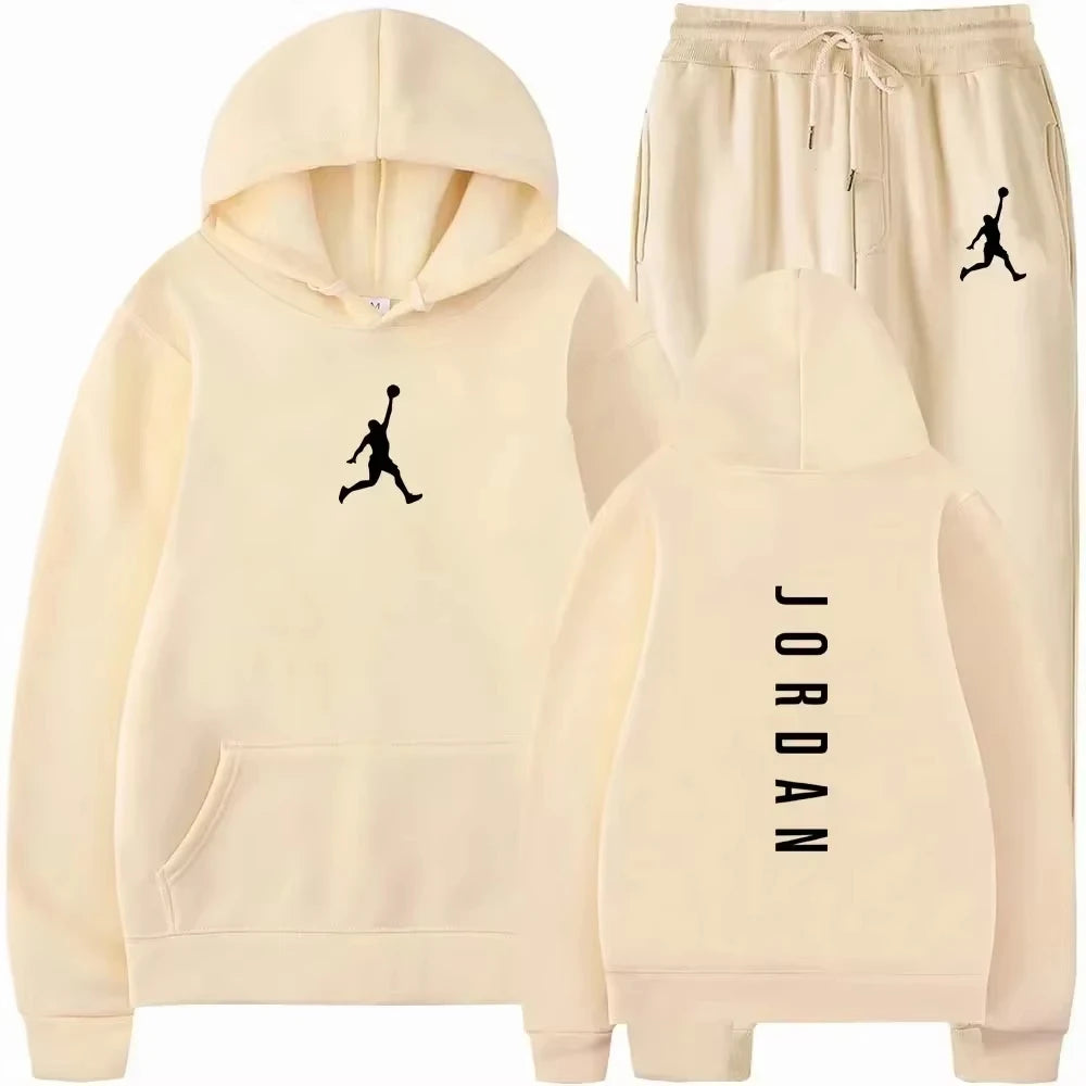 2025 primavera y otoño fitness al aire libre baloncesto conjunto de ropa deportiva casual moda hombres jersey con capucha + pantalones para correr conjunto de dos piezas