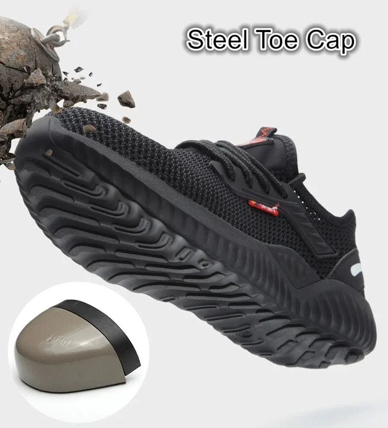 Zapatos de seguridad para el trabajo, antigolpes, con punta de acero, a prueba de perforaciones, zapatillas ligeras y transpirables, botas para hombres y mujeres, luz de aire