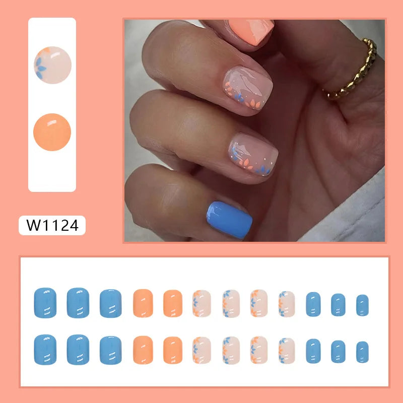 Dulce francés 24 Uds. De uñas postizas degradadas rosas, manicura de dedos artificiales brillantes, uñas postizas reutilizables para mujeres