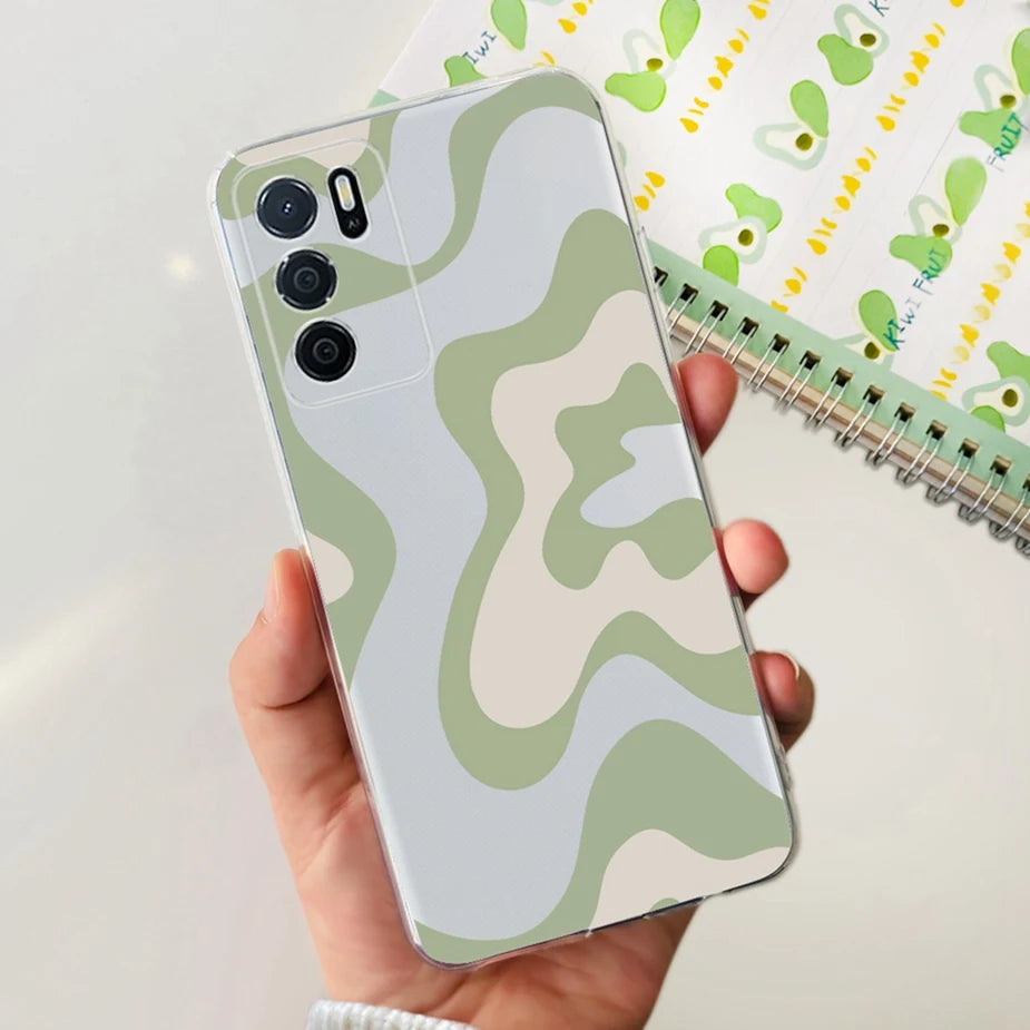 Para Oppo A16 A16s funda elegante pintada contraportada suave funda de teléfono delgada para Oppo A16s OppoA16 s CPH2269 Coque Fundas carcasa de parachoques