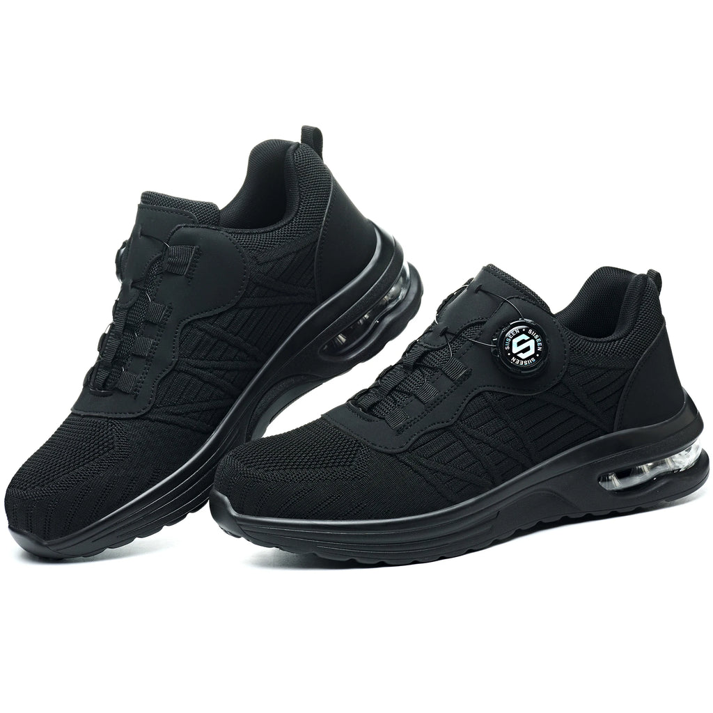 Nuevos zapatos de seguridad con hebilla giratoria para hombre, botas de trabajo ligeras antiimpacto y antiperforación, diseño deportivo de moda para exteriores profesionales
