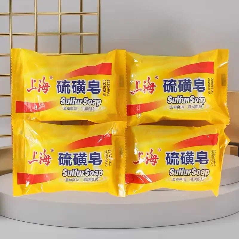 Jabón de azufre de Shanghai, jabón de baño, limpieza de manos y rostro, jabón unisex detrás de la piel, limpieza profunda, 5 uds.