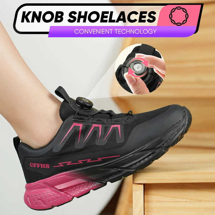Zapatos de seguridad para mujer, botas de trabajo con punta de acero, zapatillas deportivas transpirables a prueba de perforaciones, botas de seguridad cómodas para construcción