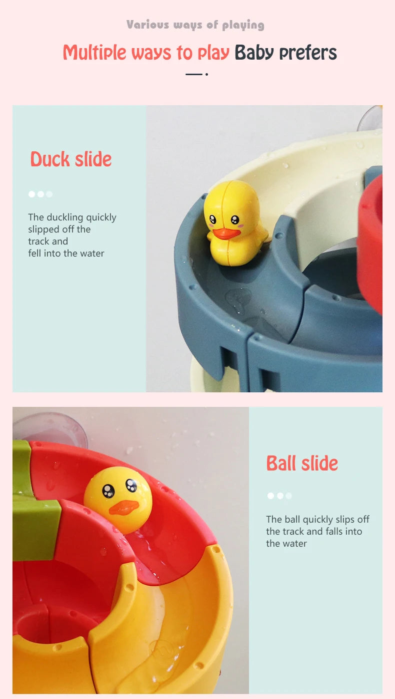 Bebé DIY montaje pista tobogán ventosa juguetes bañera juguetes bebé baño bañera ducha juguete conjunto pato agua juguetes para niños