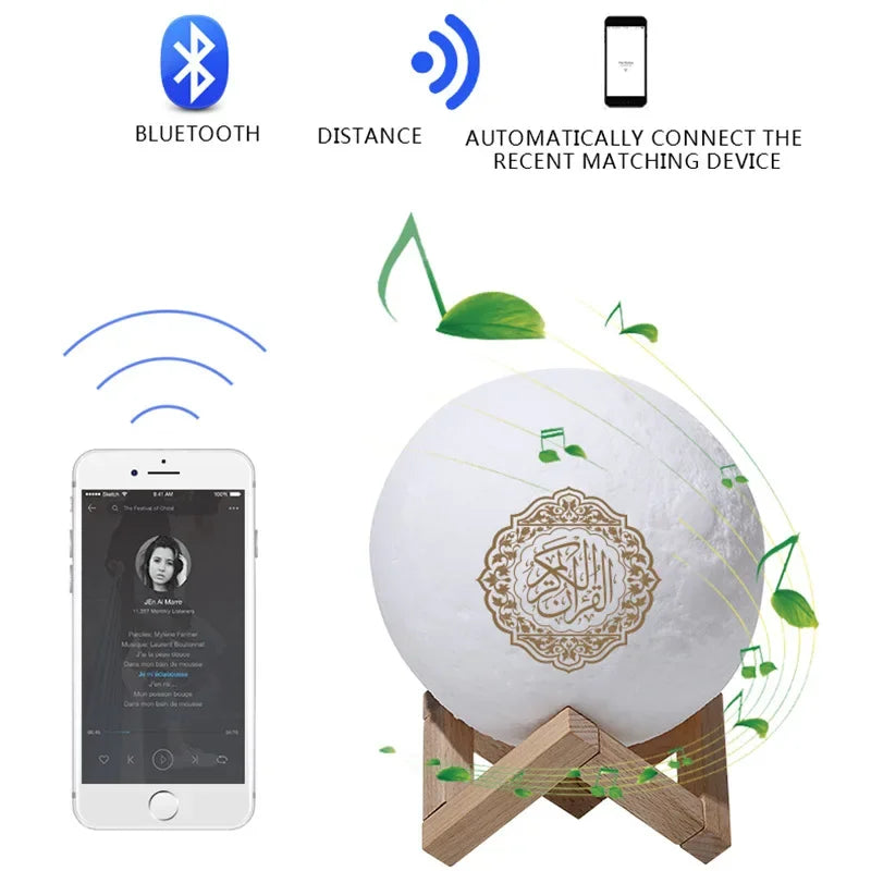 Azan-luz nocturna musulmana, Corán, portátil, inalámbrico, Caixa De Som, Altavoz Bluetooth, caja De sonido De música, lámpara sagrada Blutooth, Mini deflector