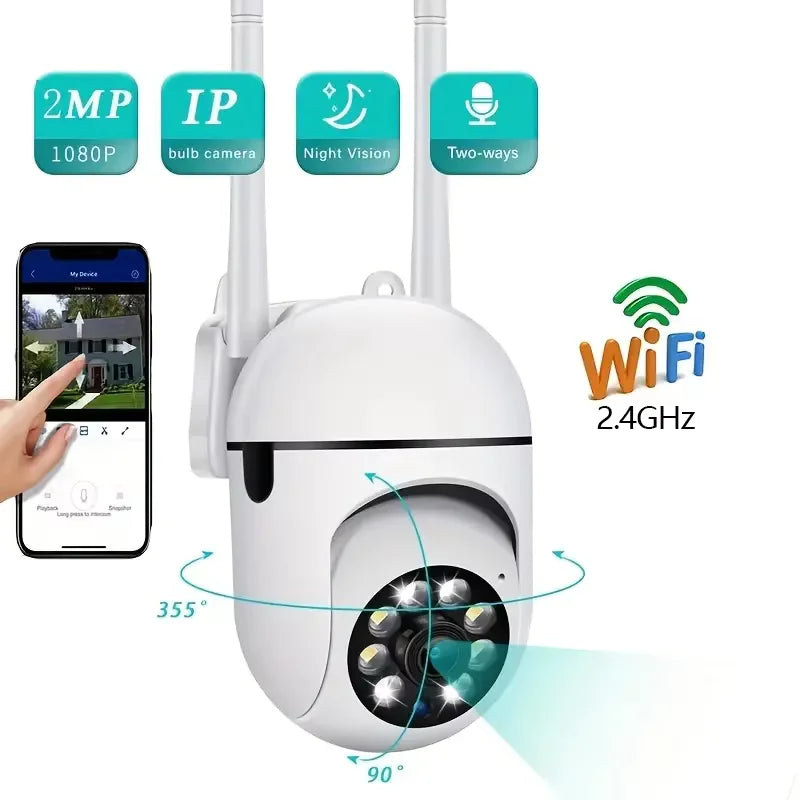 Cámara de seguridad WiFi de 8MP, vigilancia del hogar de 2,4G con visión nocturna PTZ IR, detección de movimiento, monitoreo infantil, 2 antenas