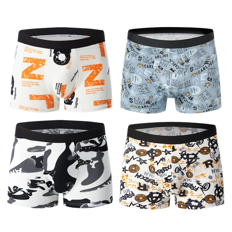 Ropa interior para padres e hijos para hombres y adolescentes, pantalones cortos con estampado Simple y a la moda, pantalones cortos informales con cintura elástica Joker, 4/10 piezas