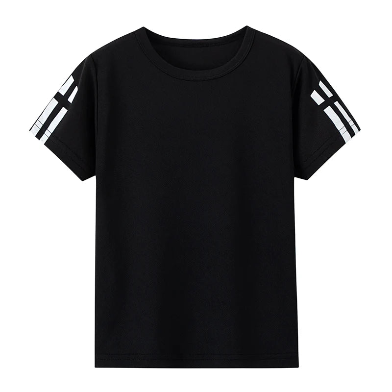 Paquete de 1/4 de verano para niños, deportes de secado rápido, manga corta, Color sólido, Joker, camisa informal de talla grande, camiseta para correr para niños y niñas
