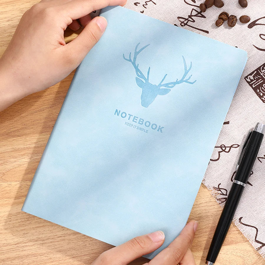 Cuaderno popular con cabeza de ciervo tamaño A5, cuaderno de negocios, diario portátil, cuaderno de bocetos para reuniones de oficina, 180 páginas