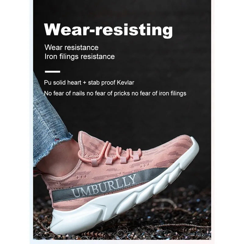 Zapatos de protección laboral para mujer, antigolpes, antiperforación, ligeros, transpirables, duraderos, cómodos zapatos de trabajo