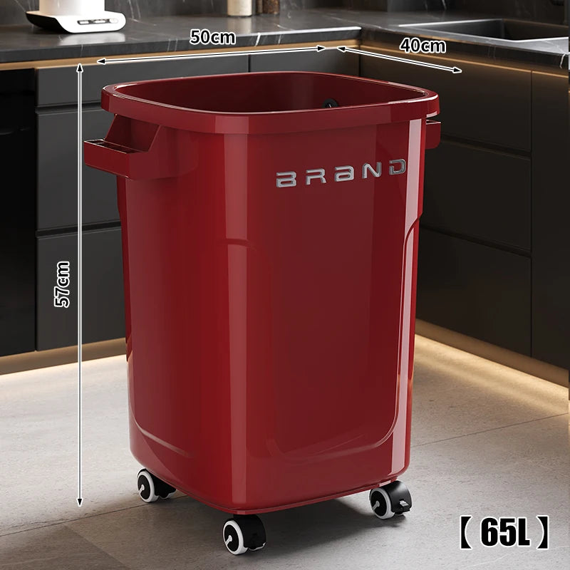 Contenedor de Basura de Cocina de Gran Capacidad con Ruedas y Tapa para Uso Doméstico y Comercial, Fácil de Mover, No Es Necesario Agacharse