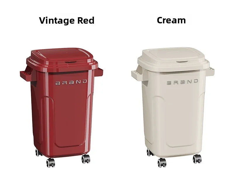 Contenedor de Basura de Cocina de Gran Capacidad con Ruedas y Tapa para Uso Doméstico y Comercial, Fácil de Mover, No Es Necesario Agacharse