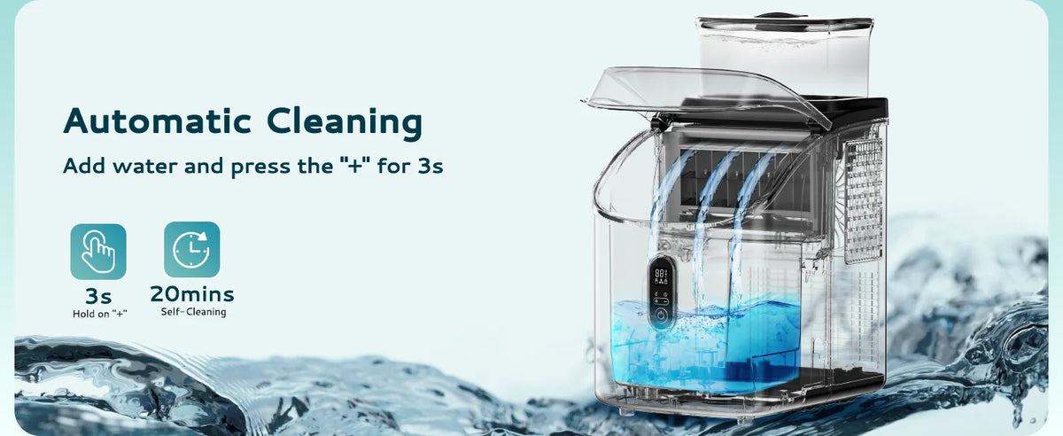 Máquina para Hacer Hielo EUHOMY, Producción de 15 kg/24 h, 16 Cubos/13 Minutos, Función de Autolimpieza, Dispositivo Automático para Hacer Hielo para el Hogar, Cocina y Bar
