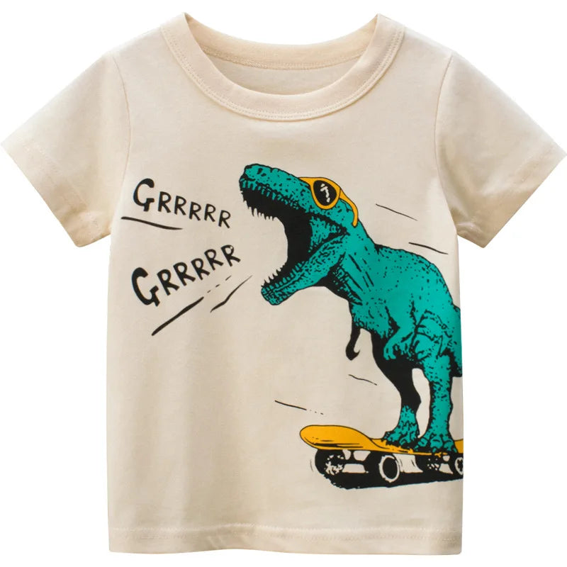 OLEKID-ropa de verano para niños, camisetas con estampado de dibujos animados para niños de 2 a 8 años, camisetas de manga corta para niños pequeños, 2025