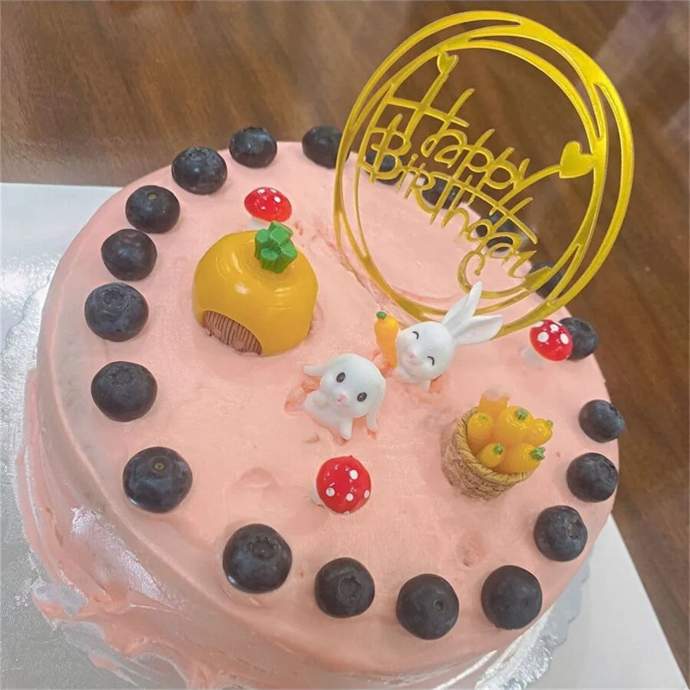 10 Uds. De plástico Gittler, adorno para tarta de feliz cumpleaños, letrero decorativo ostentoso, adorno para tarta de feliz cumpleaños, decoración de postre de cumpleaños para niña