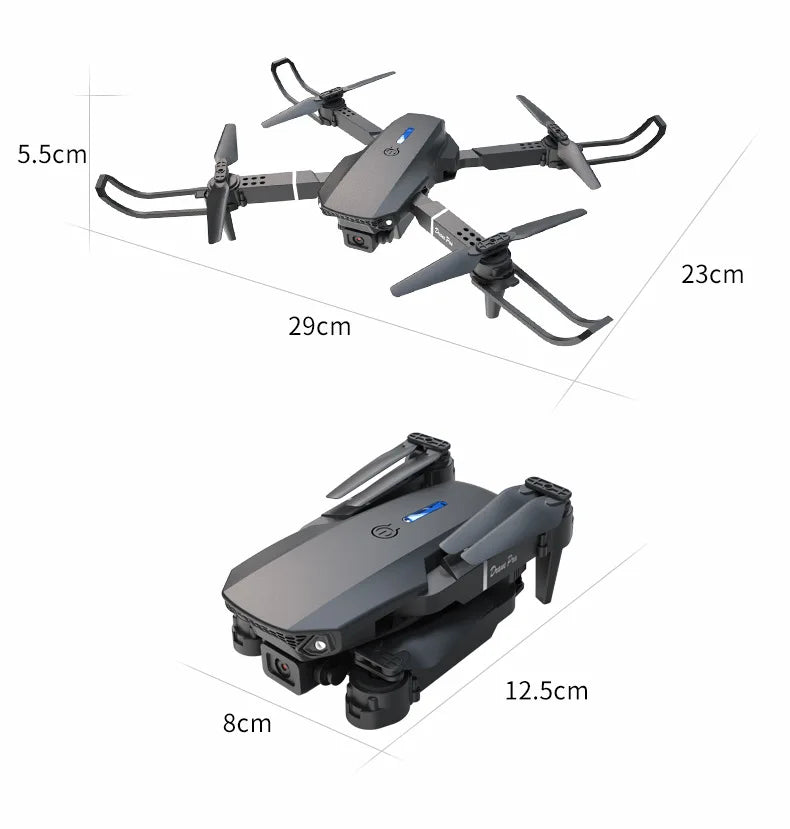 Dron plegable inteligente E88 Pro, compatible con conmutación de cámara simple/doble, calidad de imagen de 4K + disparo gran angular, WiFiDirect Real-Tim
