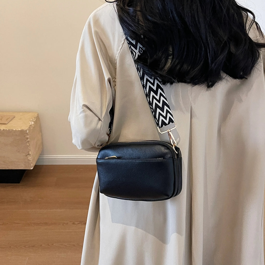 Bolso cruzado vegano elegante para mujer, bolso de hombro de PU minimalista y a la moda, compacto, espacioso, apto para teléfono